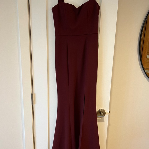 Jenny Yoo Bridesmaid Dress Jenner in Hibiscus (Burgundy) - Picture 5 of 6